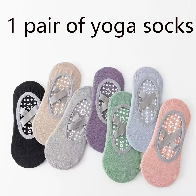 1 Pair of Women's Yoga Socks, Yoga Ballet Pilates, Sports Socks with Extra Grip Non Slip Cross Straps, Women's Indoor Fitness Professional Non Slip