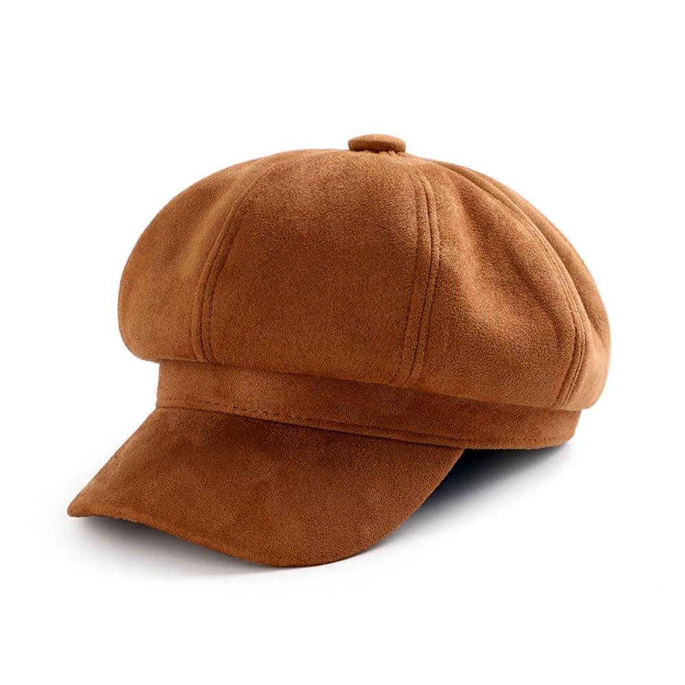 Korean Style Suede Octagonal Hat Solid Color Painter Cap Casual Newsboy Cap  Daily