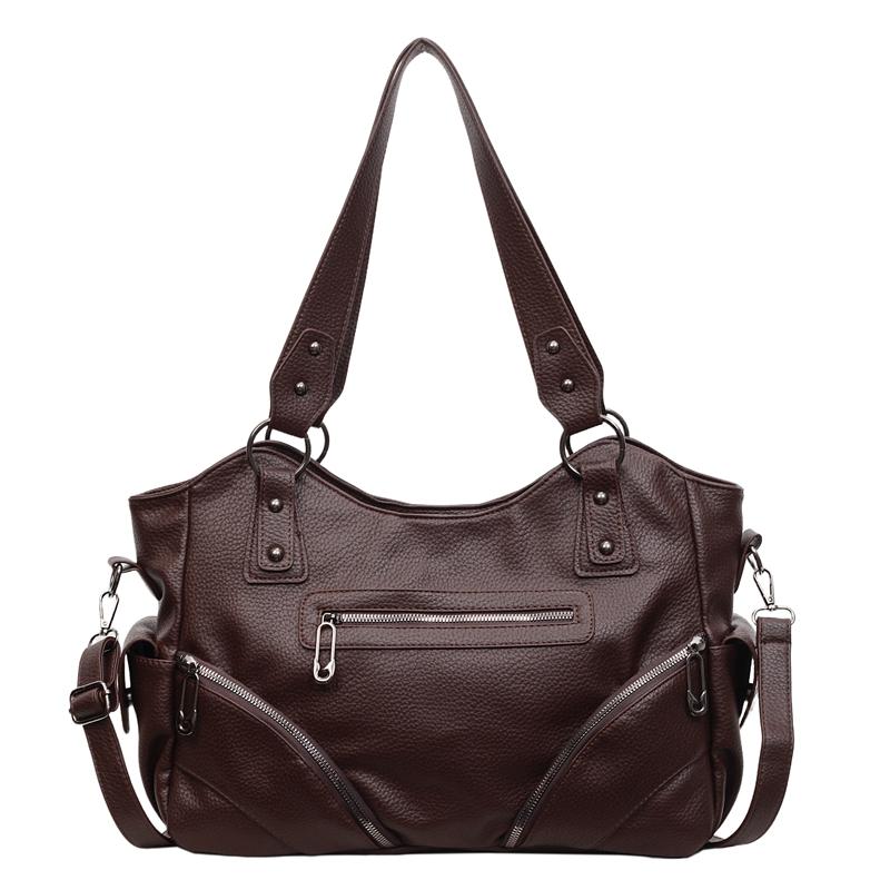 Сумка-тоут из ПУ большой вместимости женская на плечо кофейный