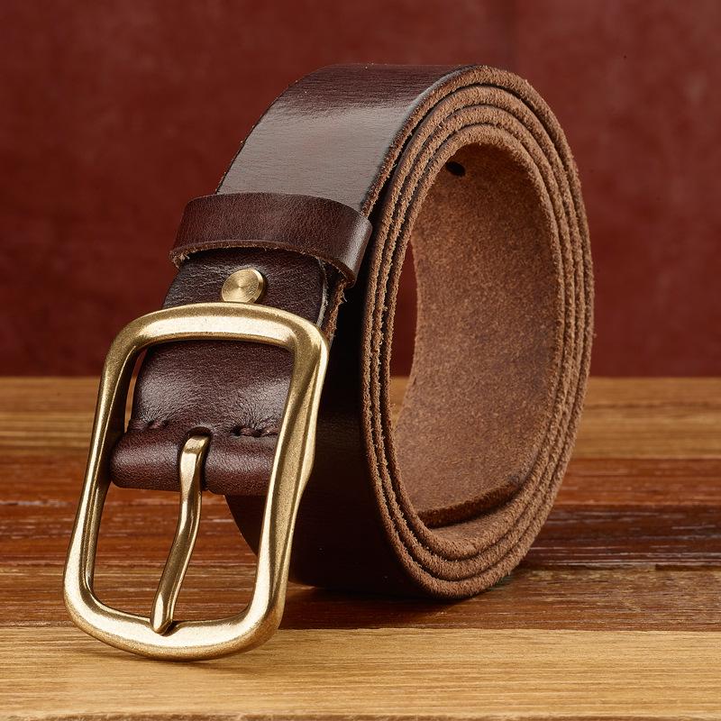 Men's Genuine Leather Cowhide Belt - Retro, Versatile, Trendy Korean Style for Casual Wear