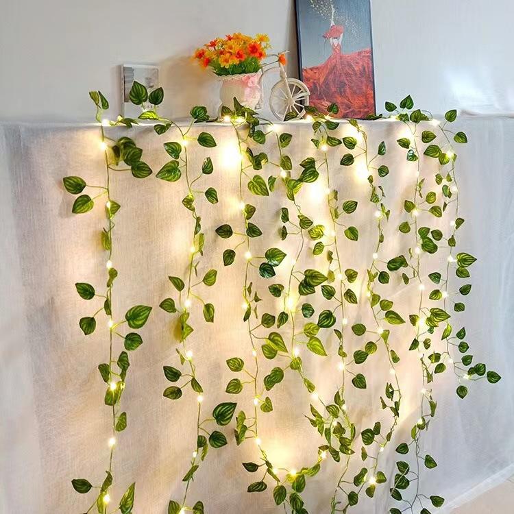 10/5/2m Fake Green Leaf Ivy Vine with LED Lights Home Bedroom Decor Wedding Glowing Artifical Plant Garland Home Decor