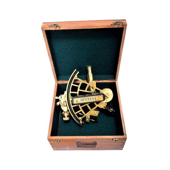Working Nautical Sextant With Wooden Box Navigation Functional Brass Finished Sextant Astrolabe Marine Navy Gift Christmas Gift