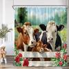 Highland Cow Farmland Shower Curtains Countryside Scenery Funny Animals Bathroom Decorations Grassland Polyester Bath Curtain
