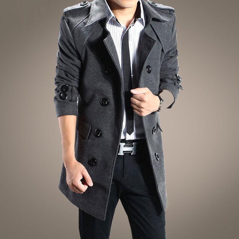 Men's Mid-Length Wool Coat: Autumn/Winter 2023 Thickened Windbreaker with Velvet Lining