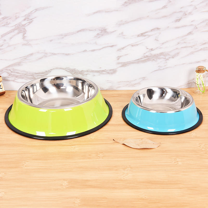 Pet Bowl Stainless Steel Dog Bowl Non-Slip Dog Cat Single Bowl