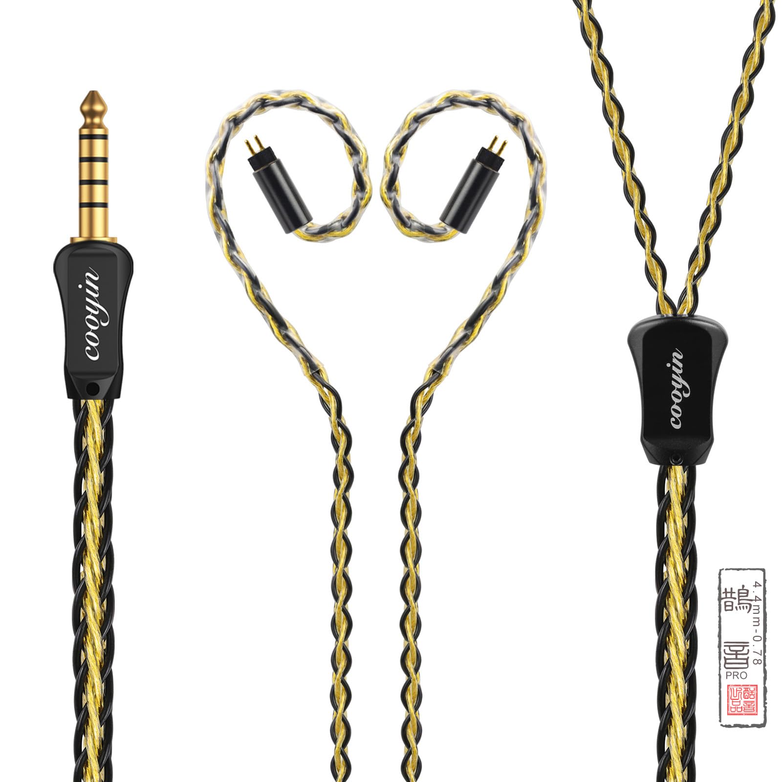 

cooyin QY Cable for Single Crystal Copper Pure Professionally Straight for FIIO and Bqeyz Recable, 2-Pin 0.78mm Earphones, 8-Core, Gold-Plated +