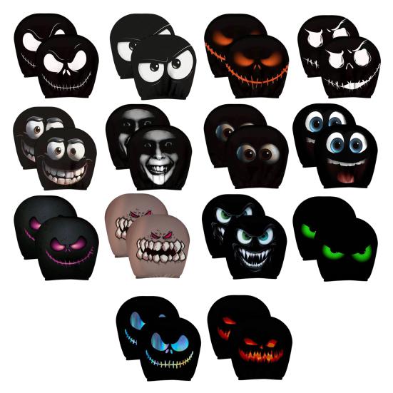 Skull Car Headrest Covers Spooky Print Auto Seat Head Rest