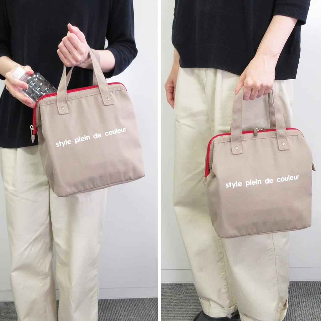 AtFirst Insulated Lunch Size AZ5997 Bag, Large, Colors, Beige, L,