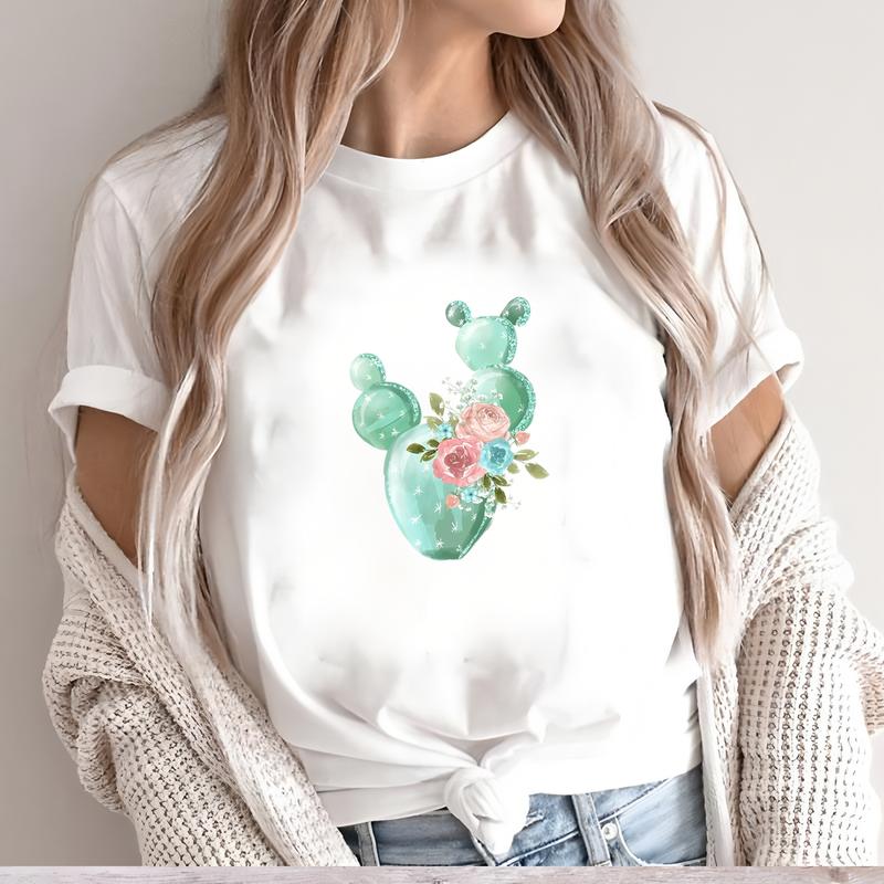 Women's T-shirt, Short-sleeve, Cute and Trendy, Perfect for Summer Daily Fashion Wear.