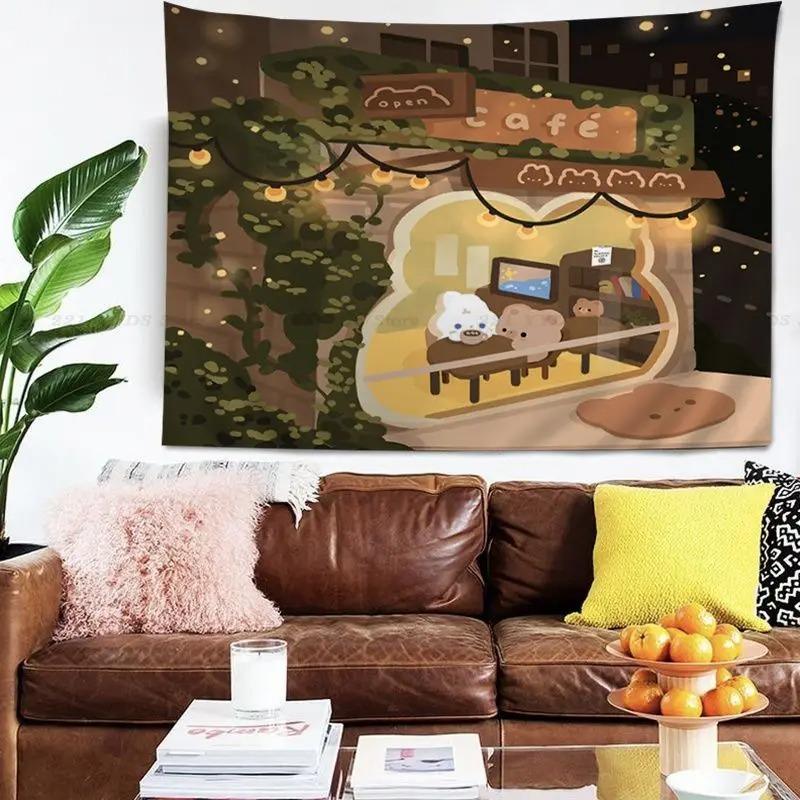 Гобелен для гостиной в офисе с изображением милого маленького кролика из мультфильма — фото 3