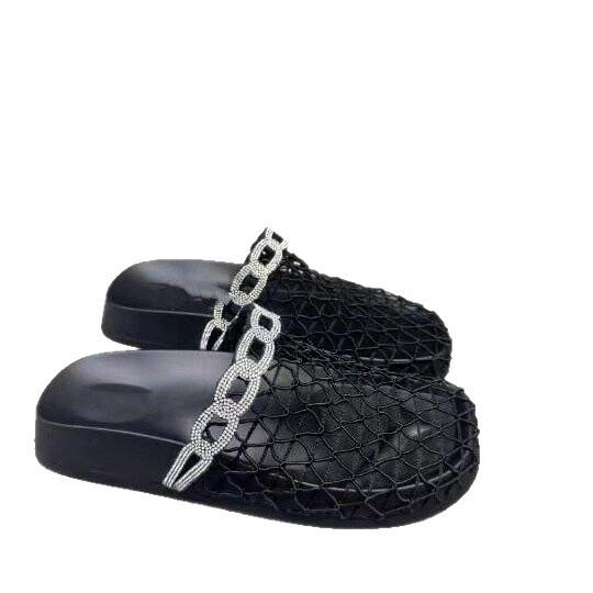 Baotou Fishing Net Half Slippers Women's Outer Wear 2025 Summer New Thick-soled Roman Hollow Breathable Comfortable Beach Cool Slippers