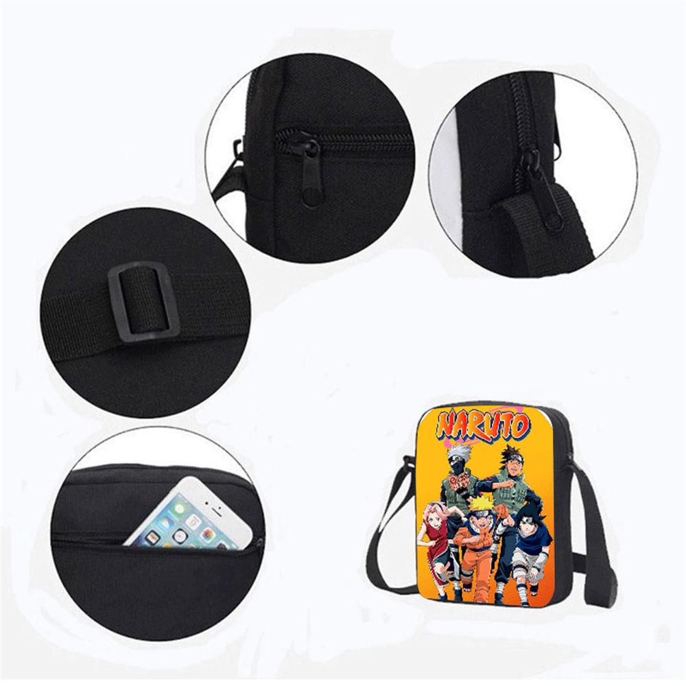 3Pcs Set Kids Backpack with Crossbody Bag & Pencil Bag, Cartoon NARUTO Lightweight School Bag for Boys & Girls Aged 5-9