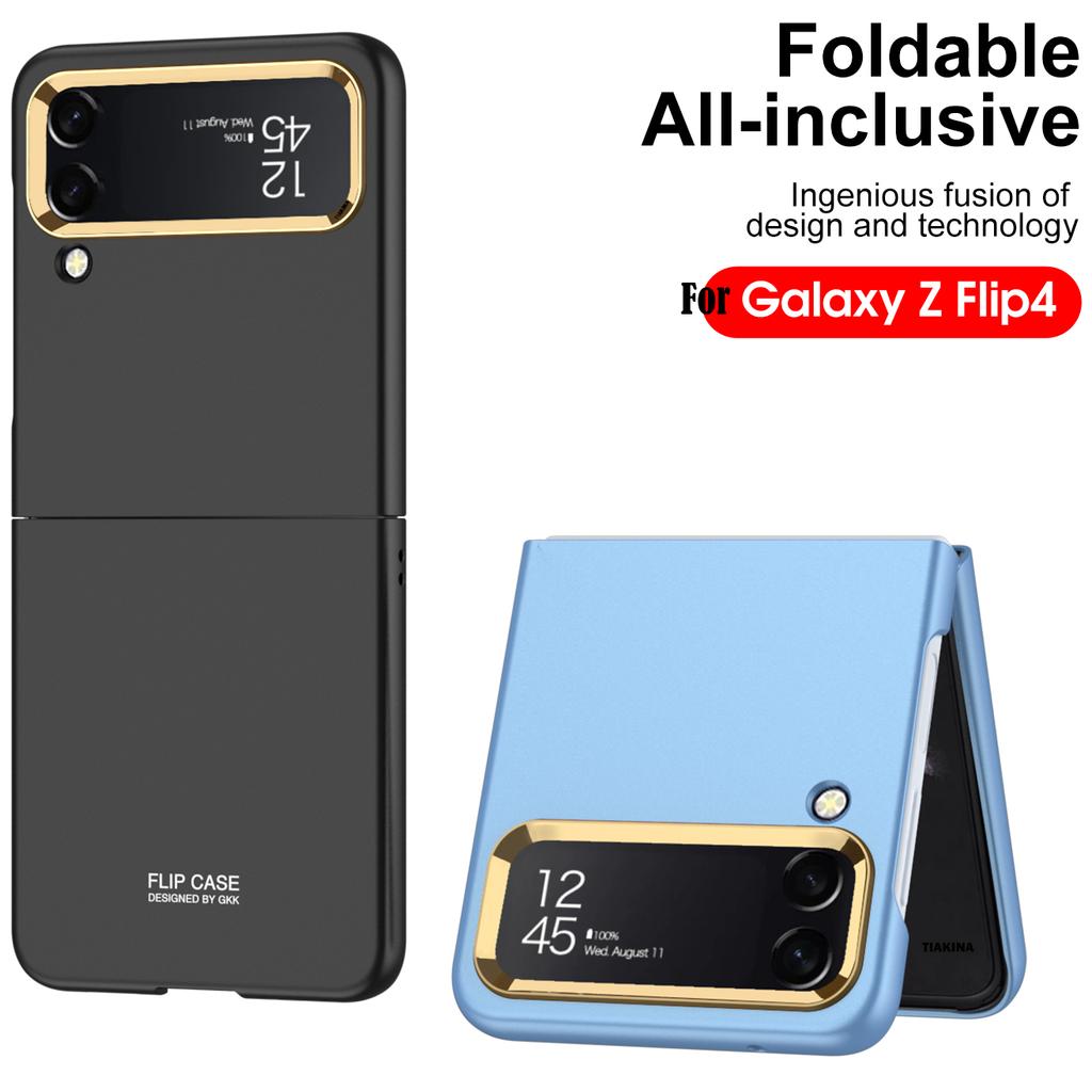 Stoßfestes, mattes Capa für Samsung Galaxy Z Flip 4, ultradünne Hartschale, plattierter Metall-Linsenrahmen, Abdeckung für Samsung Flip 4 5g