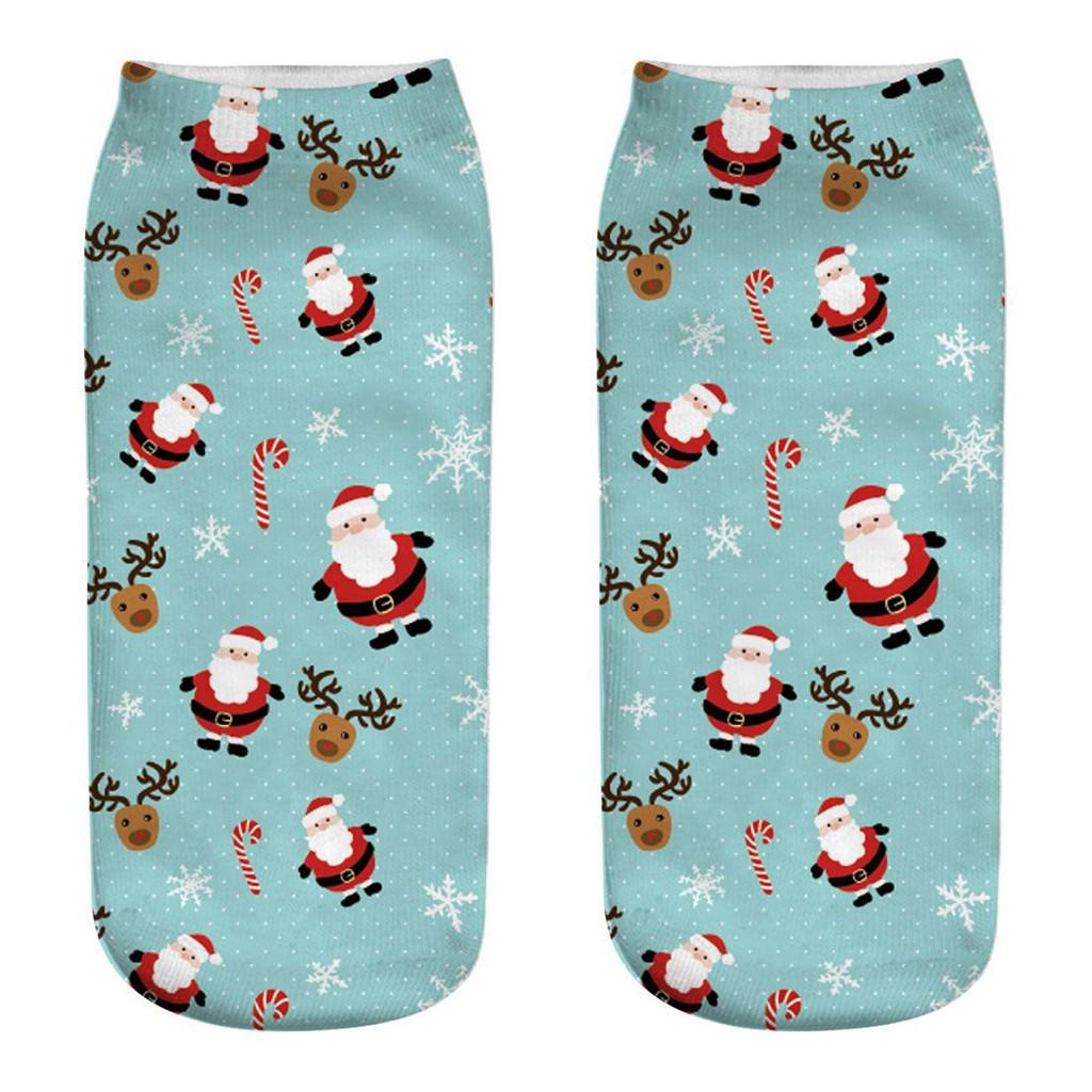 Casual Work Business Socks 3D Christmas Santa Elk Printing Medium Sports Socks
