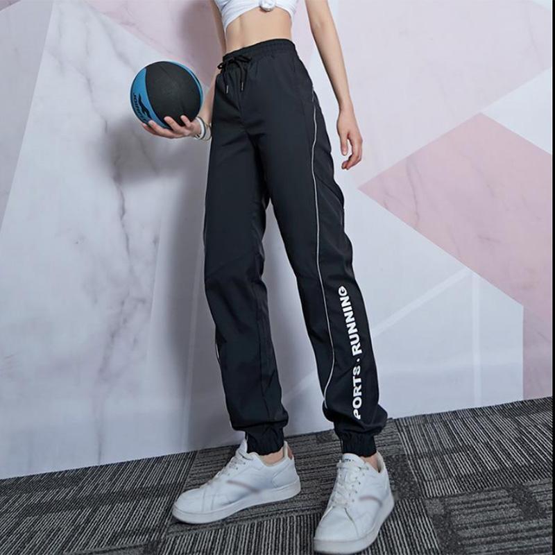 

Брюки для фитнеса женские весенне-летняя верхняя одежда спортивные брюки для бега эластичные свободные повседневные леггинсы с высокой талией брюки для йоги женские XL чёрный