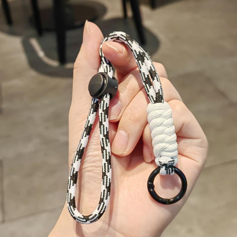 Paracord Lanyard Keychain, 2Pcs Cell Phone Keychain Rope Wrist Lanyards Braided Strap With Spring Ring D