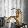 European Traditional Style Basin Faucet Deck Mounted Brushed Brass Single Handle Metered Ceramic Valve Antique Copper Finish