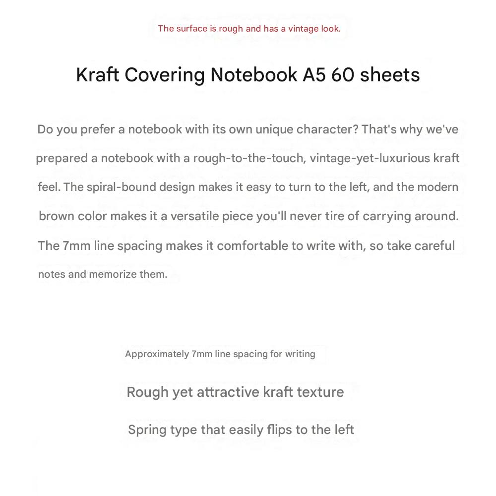 Kraftpappersomslagsanteckningsbok A5 (15,2 x 21 cm, 0,5'-9,92" x 0,6'-10,7") 60 ark