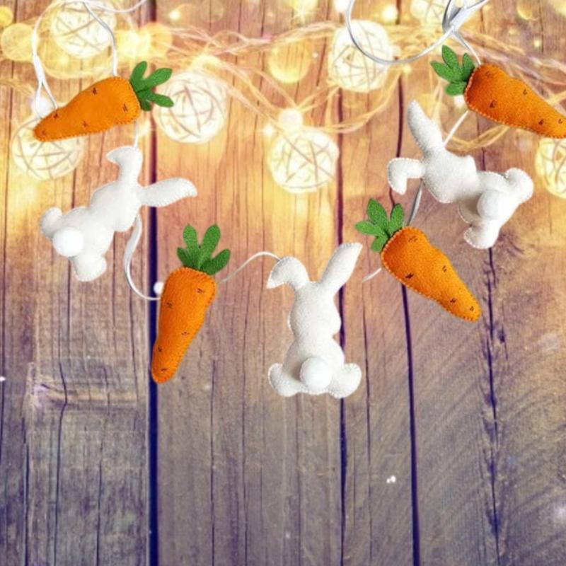 Rabbit Carrot Hanging Ornament Wall Hanging Decoration for Spring Holiday Celebration Kids Room Door Wall Window Display