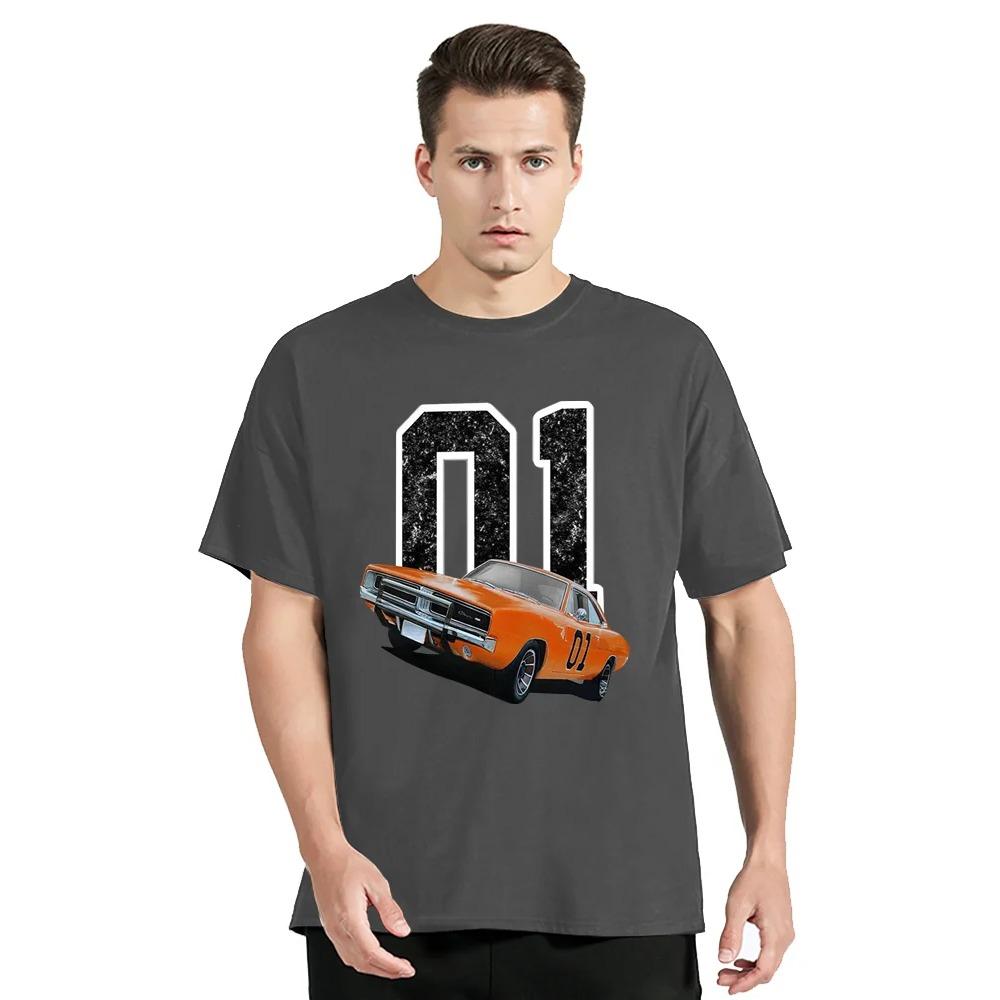 General Lee Charger Paul Kuras Erkek Tişört Araba Moto Tişörtler Oversize Pamuklu Tişört Günlük Sokak Giyim Üstler Fitness Grafik Tişört