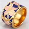 Broadband Enamel Colorful Floral Pattern Ring Retro Bohemian Party Jewelry Gift