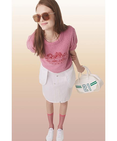 CITE DE CITE Signature Half Sleeve Floppy Knit_Pink