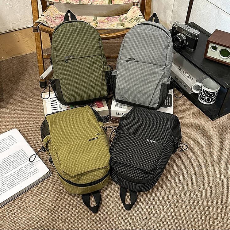 Outdoor lightweight checked nylon crossbody chest bag
