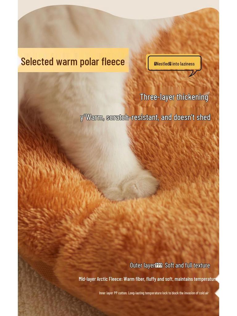 Avocado Cat Nest: Semi-Closed, Warm Orange Sleeping Bag & Litter Pad