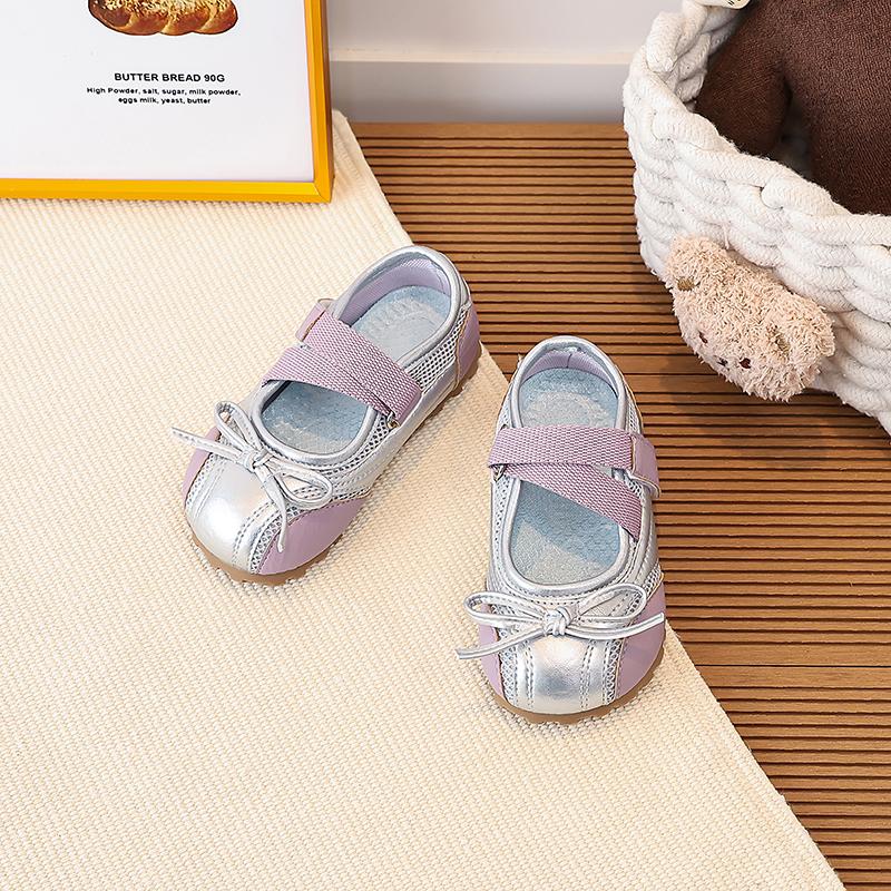 Summer Girls' Leather Shoes Breathable Upper Children'S Casual Shoes Daily Ballet Style Sporty Comfortable Kids' Shoes