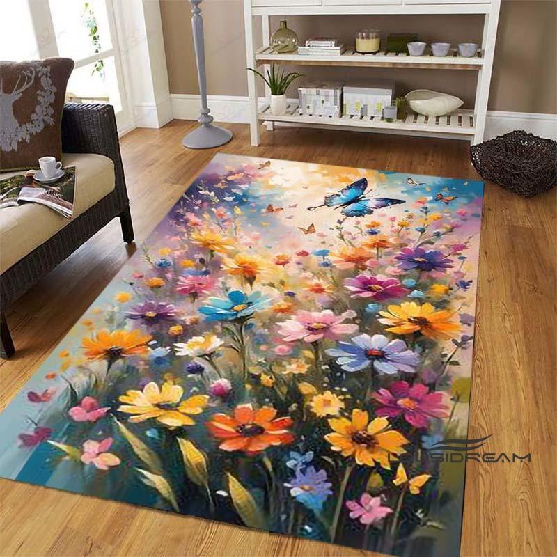 Dreamy Purple Butterfly Pattern Rugs for Living Room Bedroom Area Rugs Child Room Play Rug Cartoon 3D Printing Kids Game Mats001