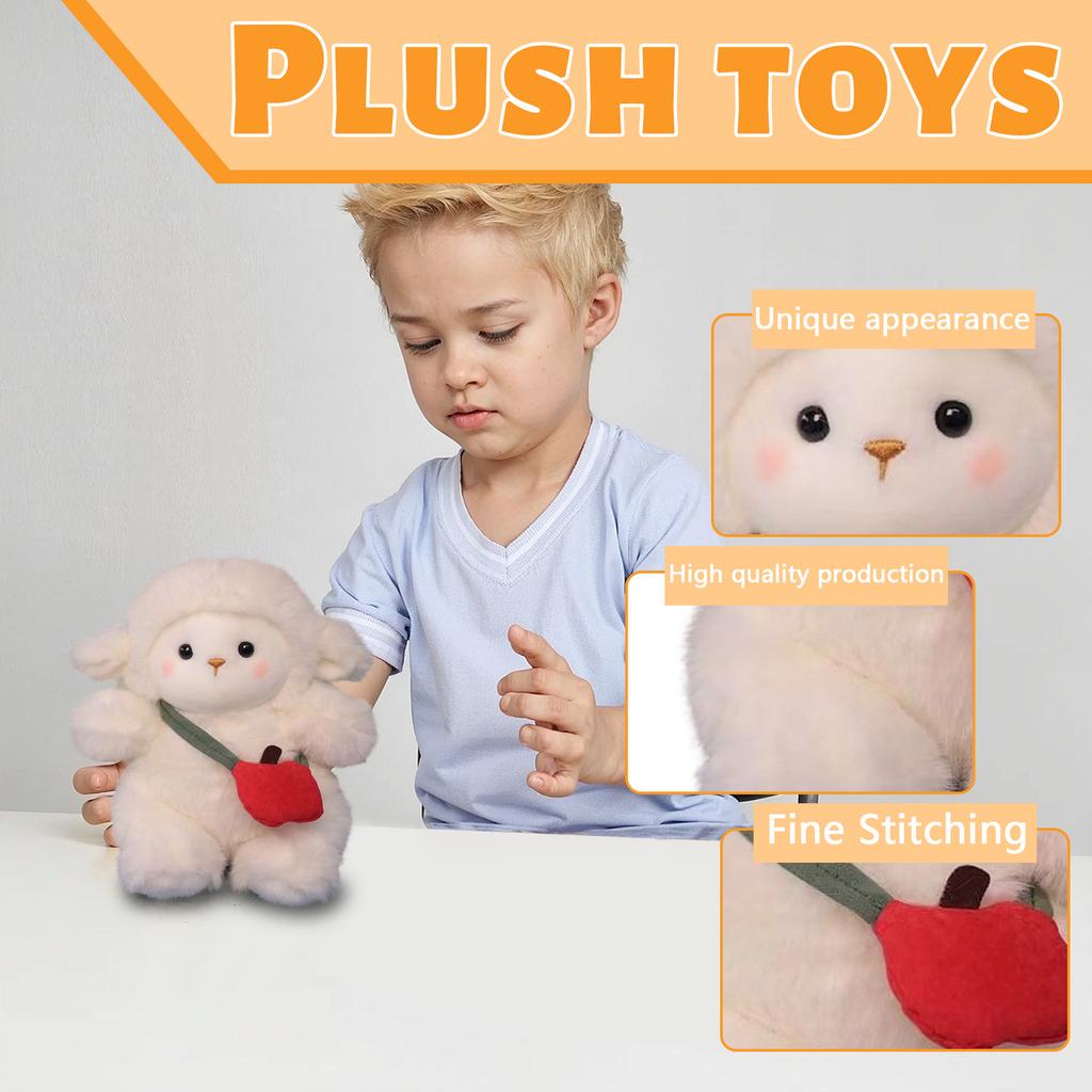 Plush Lamb Stuffed Animal Soft Toy Doll with Fabric Dress Cute Design Suitable for Kids Toddlers and Collectors Gift Idea