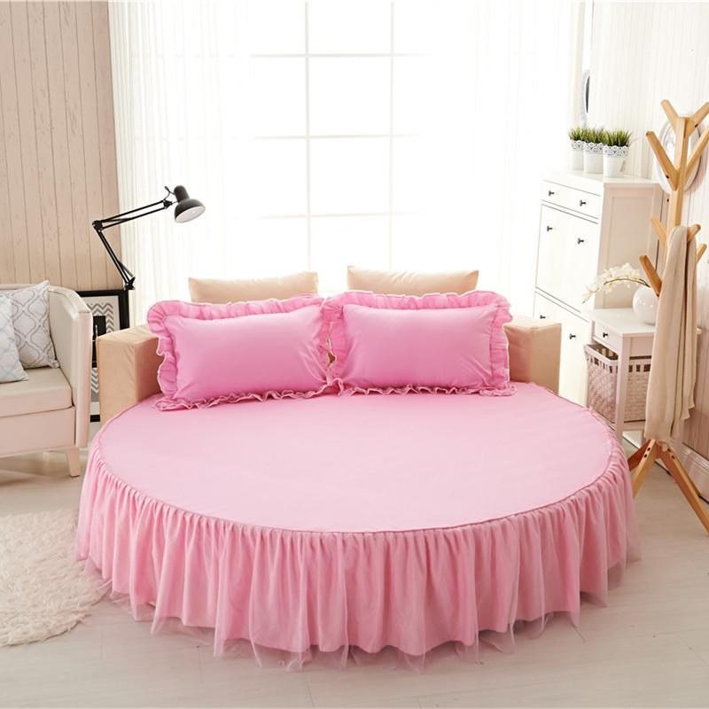 Star Hotel Supplies Cotton Round Bed Skirt Single Cotton Lace Round Bed Skirt Hotel Three-piece Suit