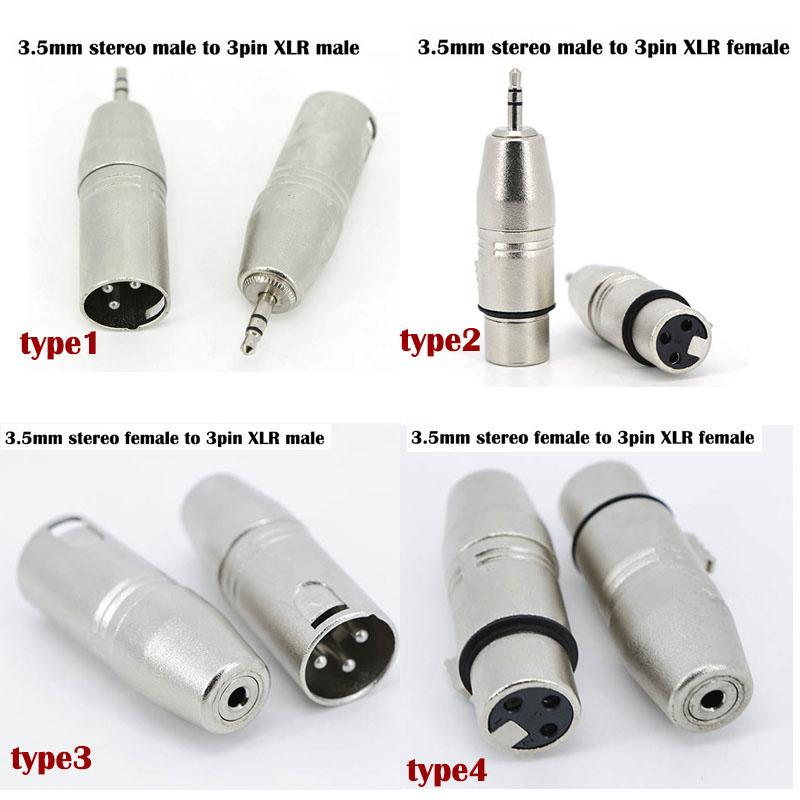3 Pin xlr male Female Jack to 3.5mm Female & Male 1/8" TRS Mini Female Stereo Microphone Audio Adapter Converter Connector