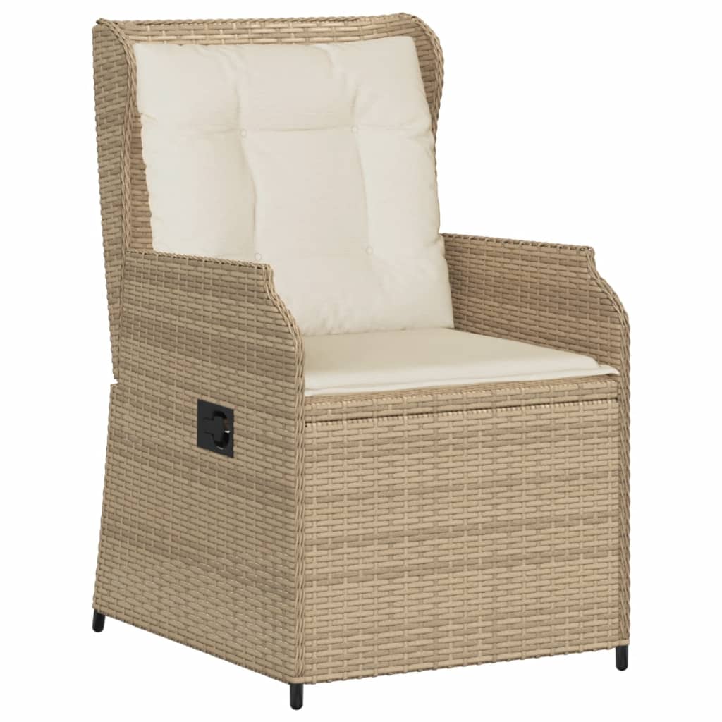 Garden Chairs with Cushions 2 Pcs. Adjustable Beige Poly Rattan