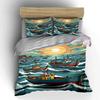 Boats, waves, sun, clouds. Bedding sets Duvet cover sets Duvet covers Pillowcases(1*Duvet Cover 2*Pillowcases without duvet insert)