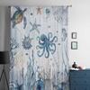 Cortinas transparentes de tule para janela de estrela do mar, vida marinha, verão, para sala de estar, quarto, hotel, decoração de luxo