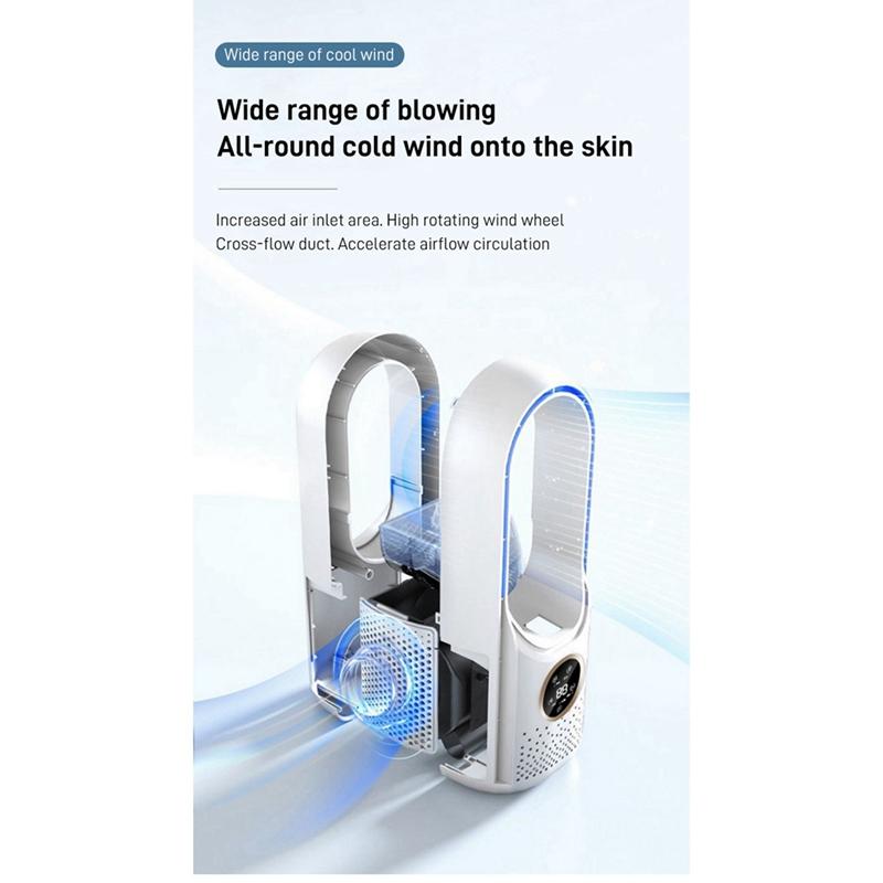 6 Speed Portable USB Air Cooler Leafless Electric Fan Silent Timer Air Conditioner Cooling Fan Humidifier Conditioning Fan