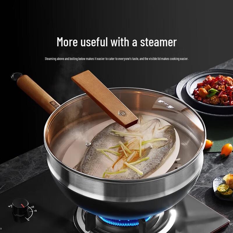 Zhang Xiao Quan C32520200 32cm Non-stick Wok with Steamer