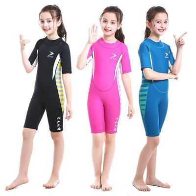 Children's Diving Suit 2.5MM One-piece Short-sleeved Warm Sun-protected Jellyfish Girls 'swimming