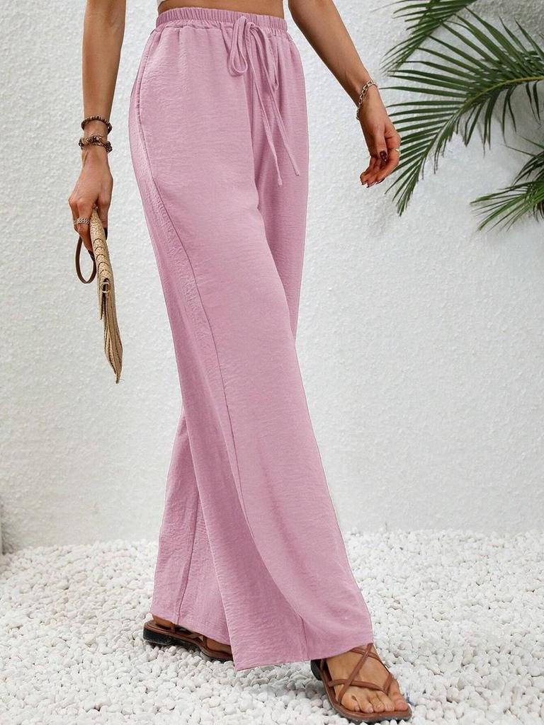 Women's Versatile Solid Color Wide-Leg Floor-Length Casual Pants