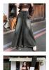 Plus Size Retro American-Style A-line Denim Skirt with Frayed Hem, High Waist, and Slimming Fishtail Design