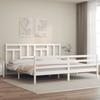 VidaXL Bed Frame with Headboard White 200x200 Cm Solid Wood 3194982