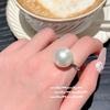 Mermaid Princess Maiduo Hemp Gray Pearl Ring, Tahiti, Deep Sea Gray Bead Ring Buckle Zircon Necklace Combination