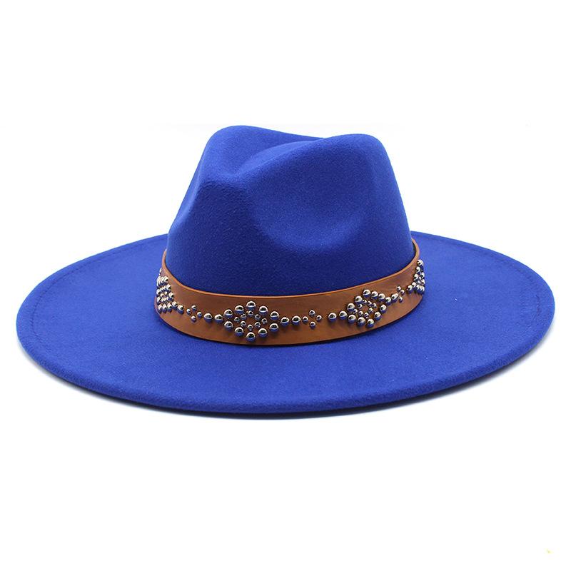 2022 Fedora Hat for Women Retro Wool Felt Jazz Hat 9.5CM Wide Brim Church Wedding Hat Street Fashion Black Dress Cap