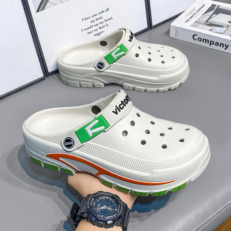 Hole shoes men's summer wear versatile sandals men's beach shoes casual breathable half pack of cool slippers men