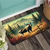 Elk Pattern Doormat, Rustic-Style Non-Slip Low-Pile Rug, Suitable for Porches, Gardens, and Outdoor Use