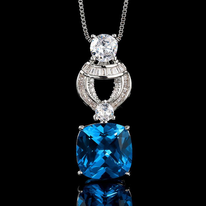 Schmuck Kupferboden Vergoldet Simulation Blauer Spinell Retro Temperament Set Hauptstein 12 * 12