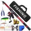 2.7m Telescopic Fiberglass Fishing Rod Set: Includes Black/Red Lure Rod, Pliers & Gloves.