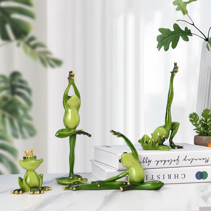 Decorazioni Artigianali in Resina Rana Divertente Yoga Rustico Soggiorno Balcone Scrivania Libreria Giardino Arte Decorazioni per Feste Patio