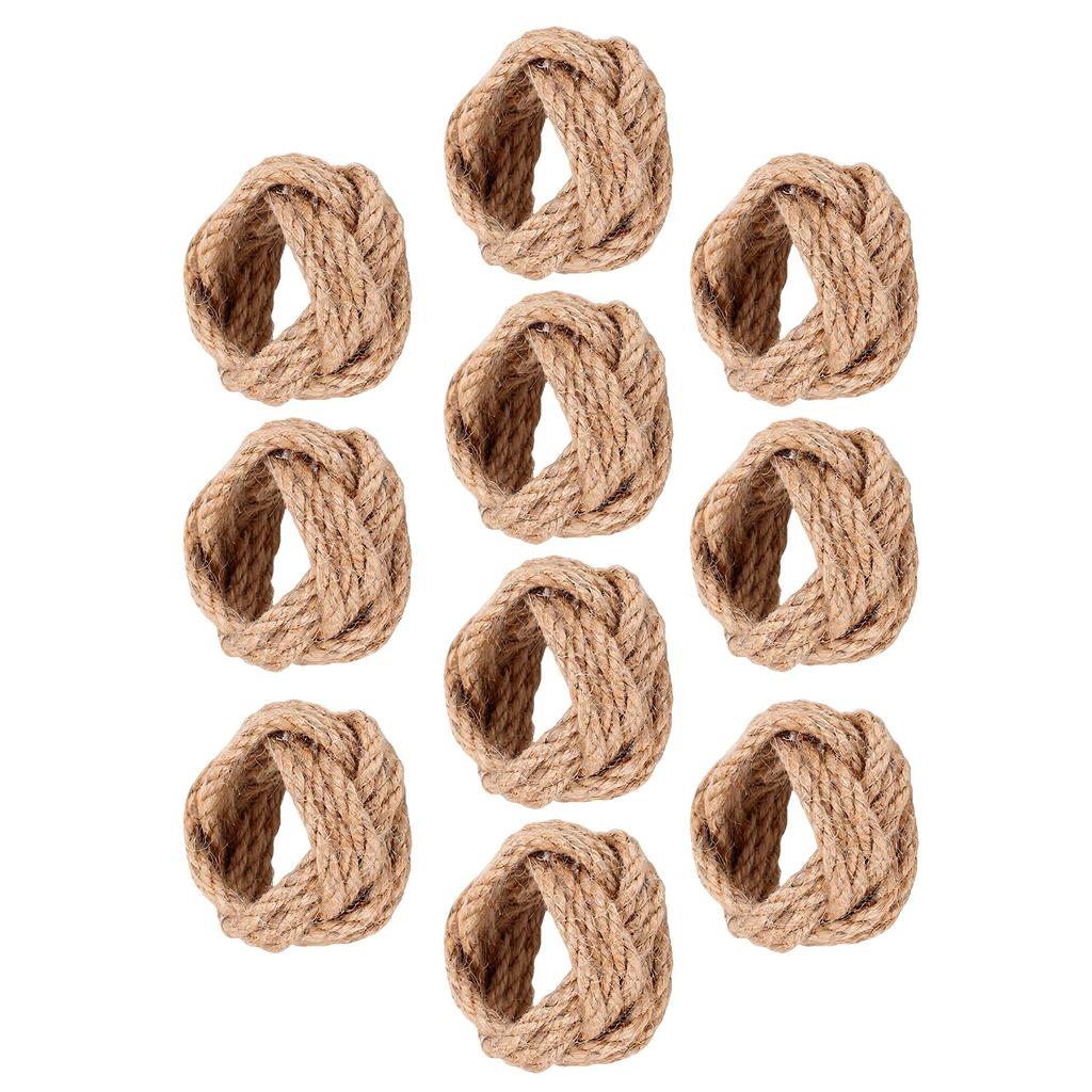 10PCS Woven Napkin Rings Set Jute Farmhouse Rustic Napkin Ring Holders Decor for Dinning Table Party Gathering Banquet